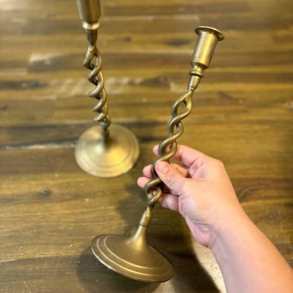 Vintage Other - Vintage Brass Twist Candle Holders Candlesticks Tapered Aged MCM